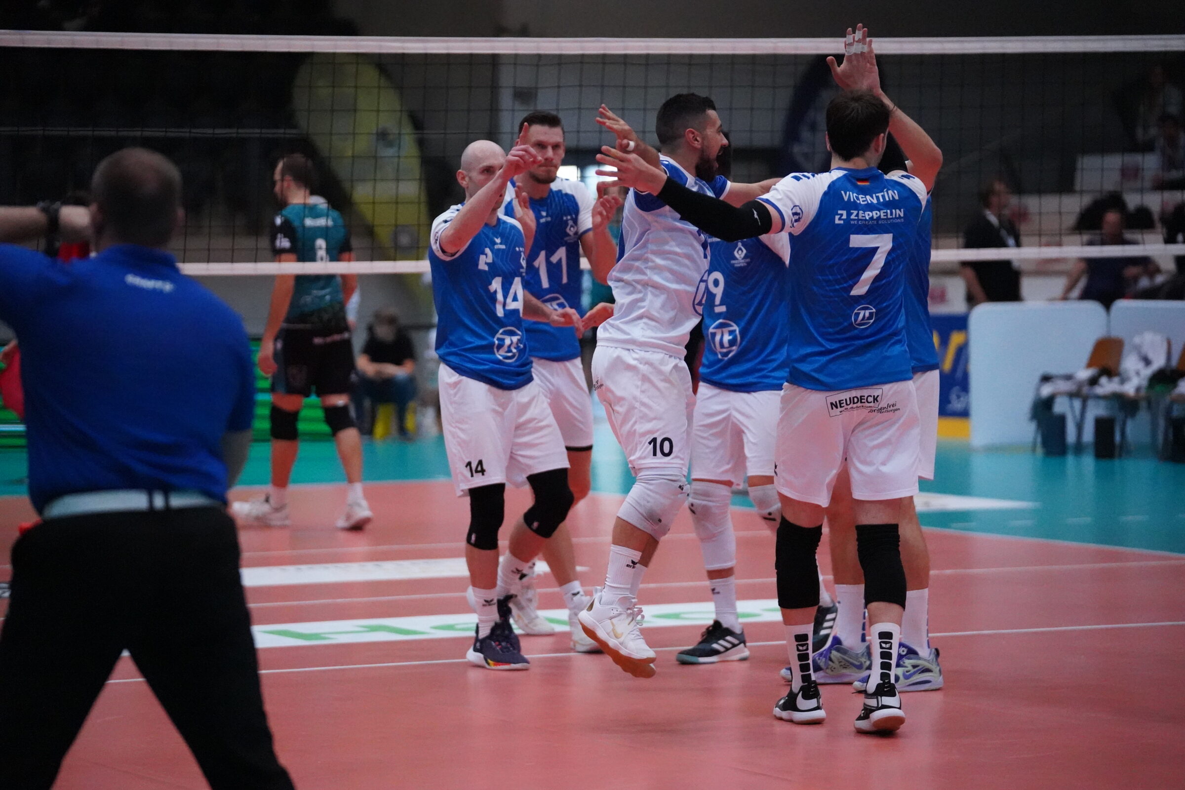 Der VfB Friedrichshafen wird so wie hier beim letzten Bounce House Cup vorerst nicht mehr in der Champions League jubeln.